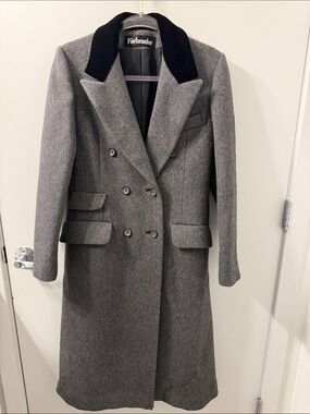 Vintage Fairbrooke fr Saks Fifth Av Gray Double-Breasted Chesterfield Coat Sz 10